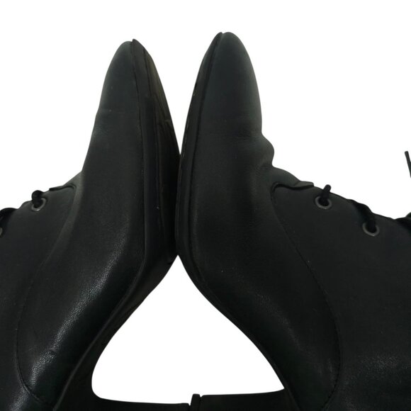 Born Ankle Boots Womens 9.5 M Leather Block Heel Side Zip Lace Up Black F56003 - Picture 13 of 16